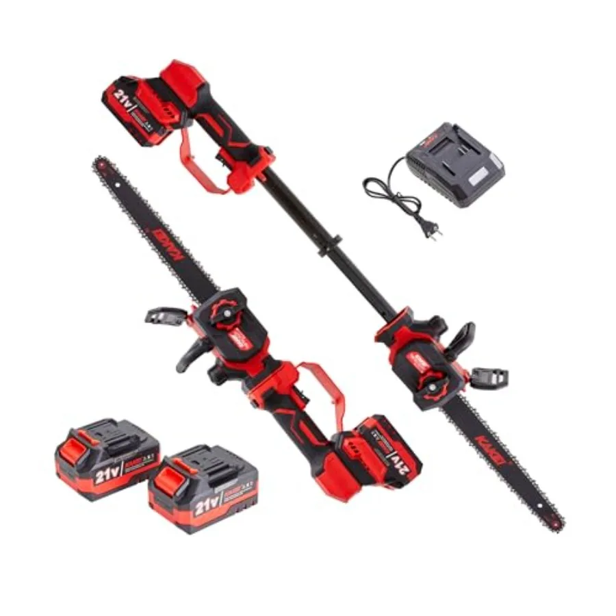 Gergaji Teleskopik Tanpa Kabel 21V untuk Penggunaan Rumah dan Taman, Gergaji Tiang Tanpa Kabel 12 Inci dengan Ekstensi 3 Kaki untuk Pemangkasan Pohon