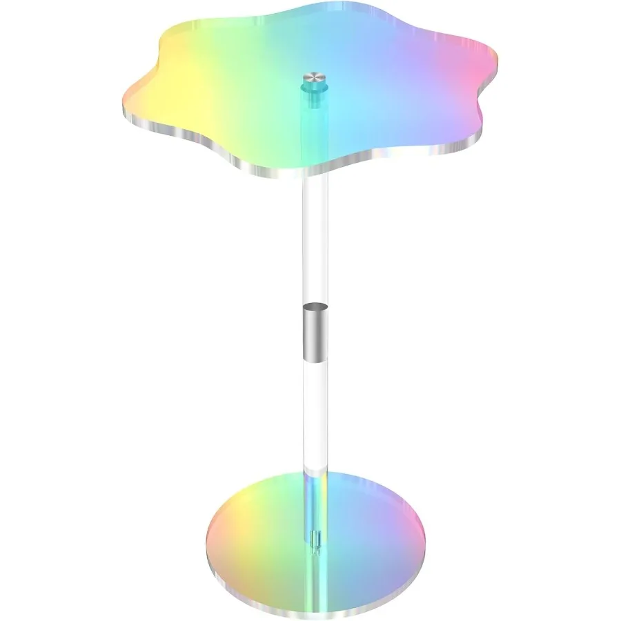 Clear Side Table Rainbow Small Acrylic End Tables 13.8 11.6 H: 21.3 Inch Modern FlowerLike Shape Drink Table for Small Spaces S