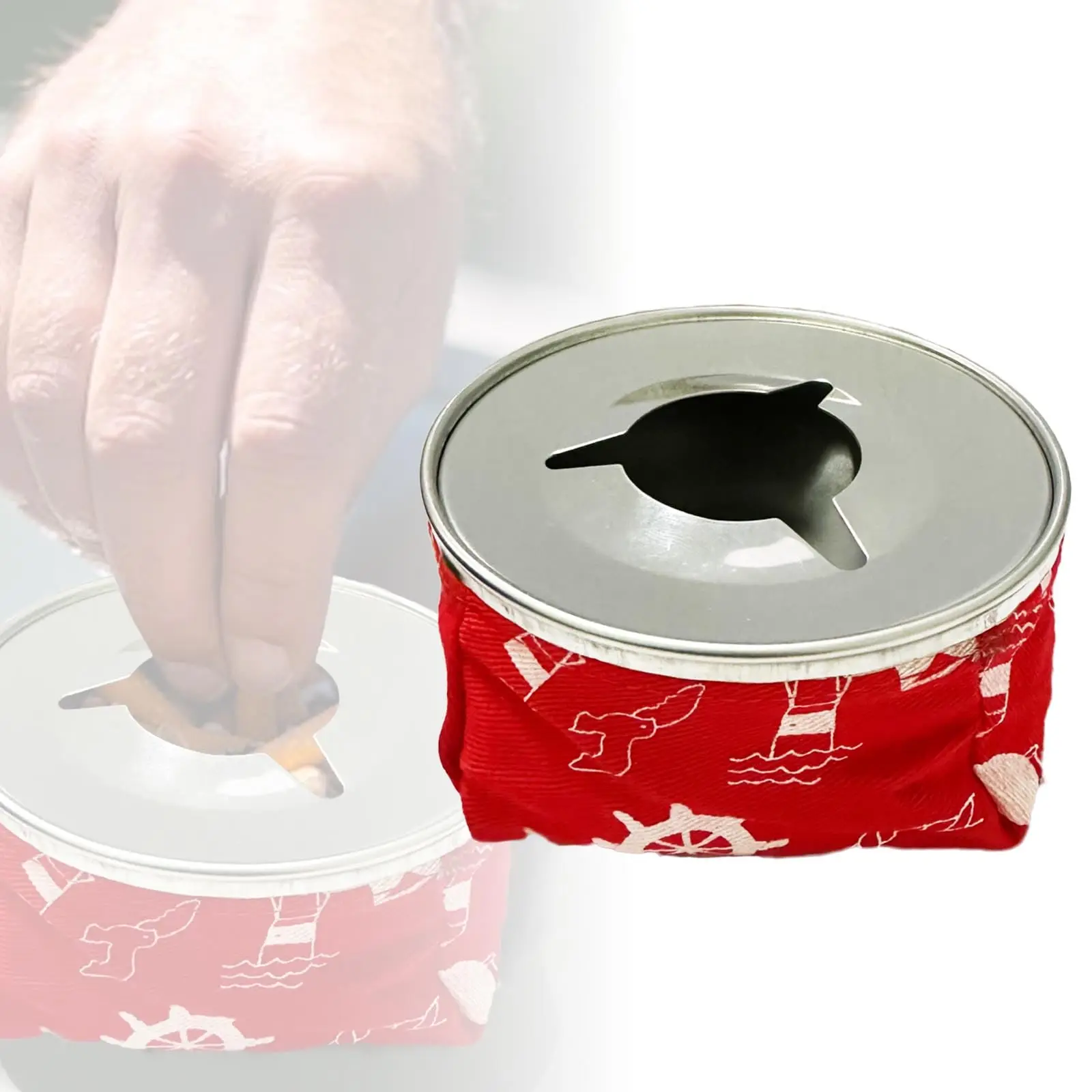 

Nautical-Themed Fabric-Covered Stainless Steel Ashtray, 4 Inch Windproof Non-Slip For Marine RV Automotive Use