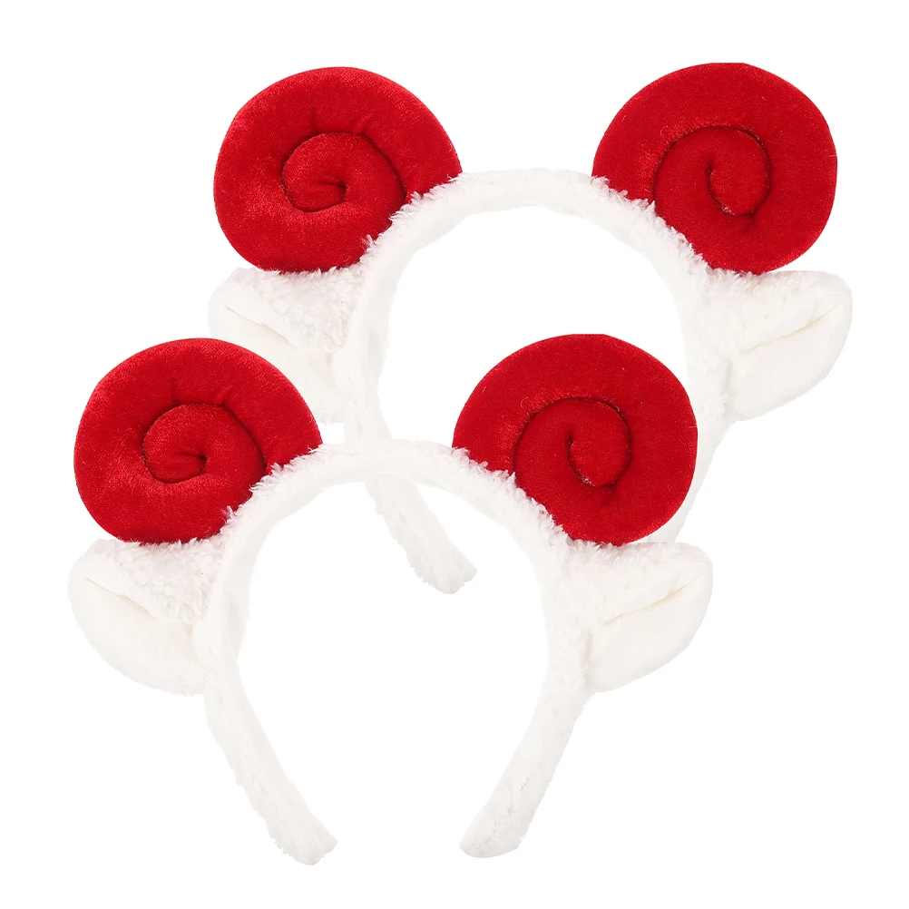 

2 Pcs Claw Headband Horns Headbands Cute Decoration Sheep Ears Hair Hoops Animal Lamb Fox