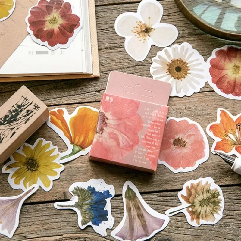 Floral Memory Collection Theme Stickers 45pcs Boxed Flower Memory Scrapbook Decoration Album Diary DIY Collage Creative Material