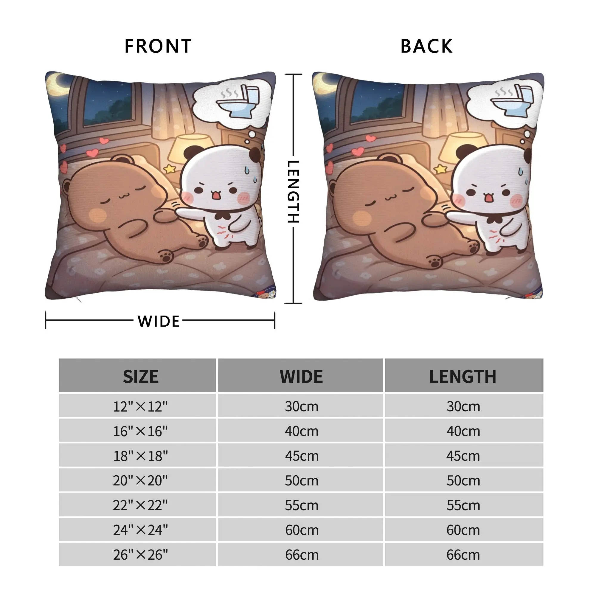 Panda Bubu Dudu Pattern Pillow Case  Comfy Pillow Cover Funny Cushion Cover For Wedding Party Home Decor