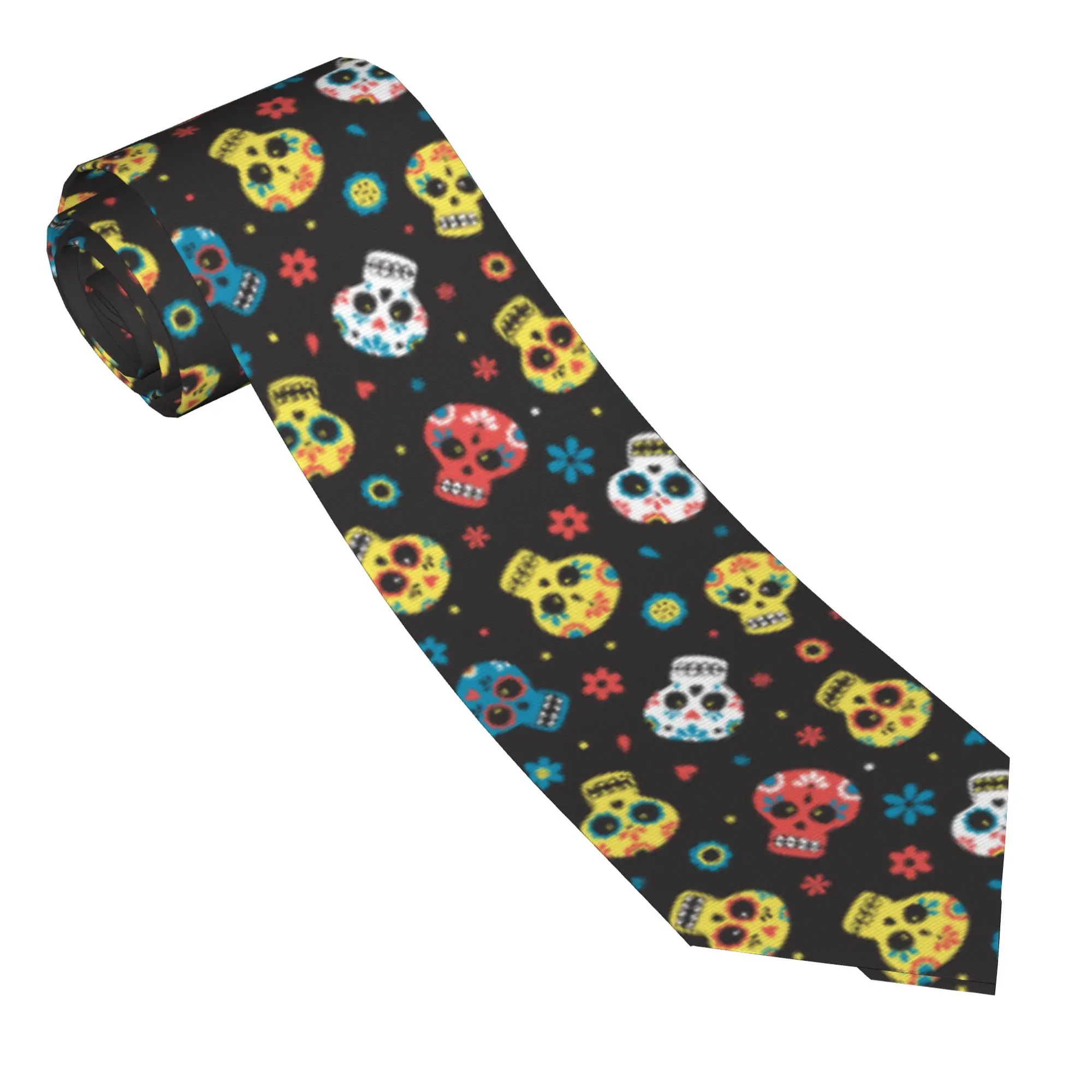 Sugar Skull Mexican Women Neckties Slim 8 cm Narrow Day of the Dead Horror Halloween Neck Tie for Men Daily Wear Gravatas Office