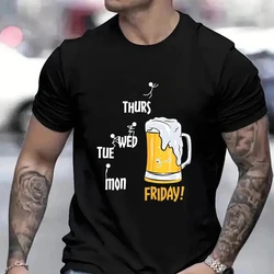 Beer Friday Print T-shirts for Men Summer Short Sleeves Casual Tshirt Funny Beer T-shirts Fashion Men Clothing Beer Lover Gifts