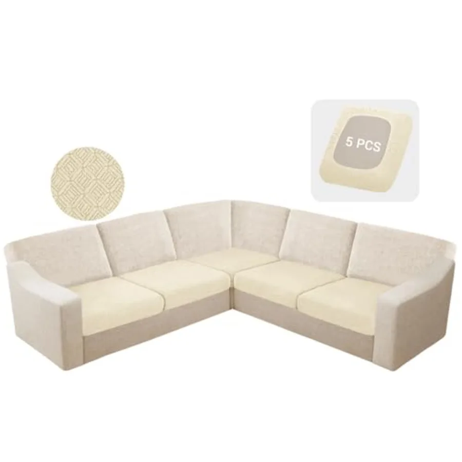 

Waterproof Sectional Couch Cushion Covers - Stretch Corner and L Shaped Slipcover - Washable Pieces Seat Cushion Cover - U Shap