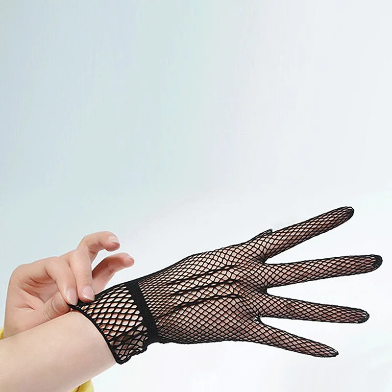 Fashion Fishnet Gloves Women Summer Uv-Proof Driving Glove Mesh Fishnet Gloves Black White Nylon Solid Color Glove High Quality