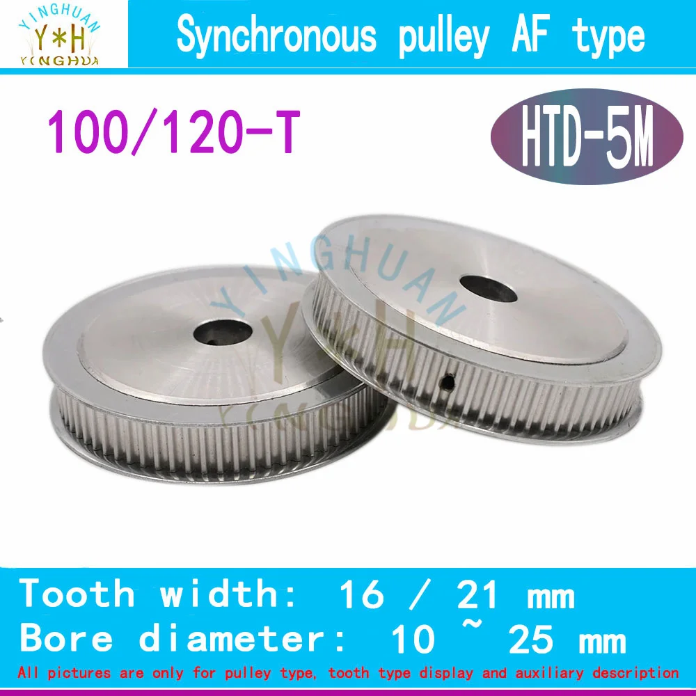 

HTD5M AF Type 100 120 Tooth Synchronous Wheel Width 16 21 MM Bore 10 to 25MM 5M Timing Pulley 3D Printer Parts