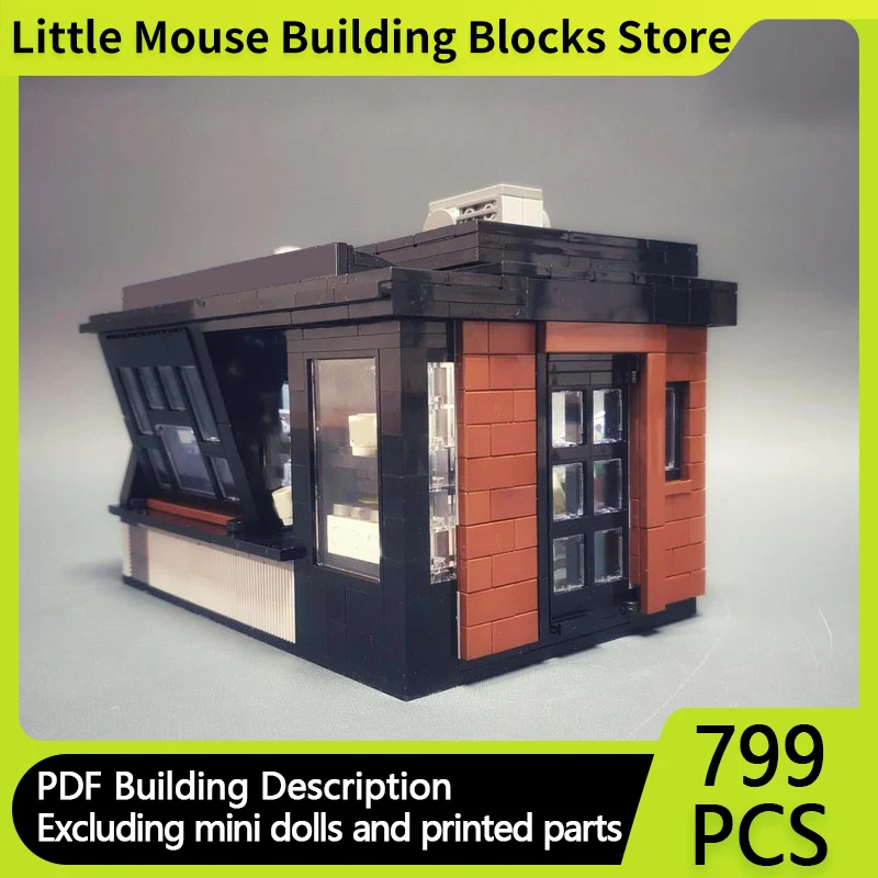 

Модель City Street View MOC, строительные кирпичи, кофейный уличный киоск, модульные технологии, подарки, праздник, сборка, детские игрушки, костюм