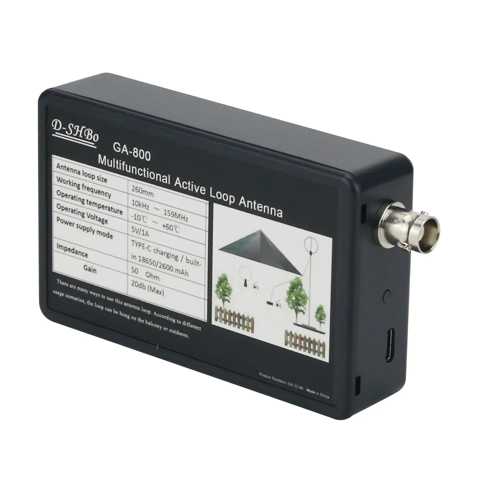 2026 4. GA-800 Active Loop Antenna Portable Shortwave HF Antenna 10KHz-159MHz for Radios  76899