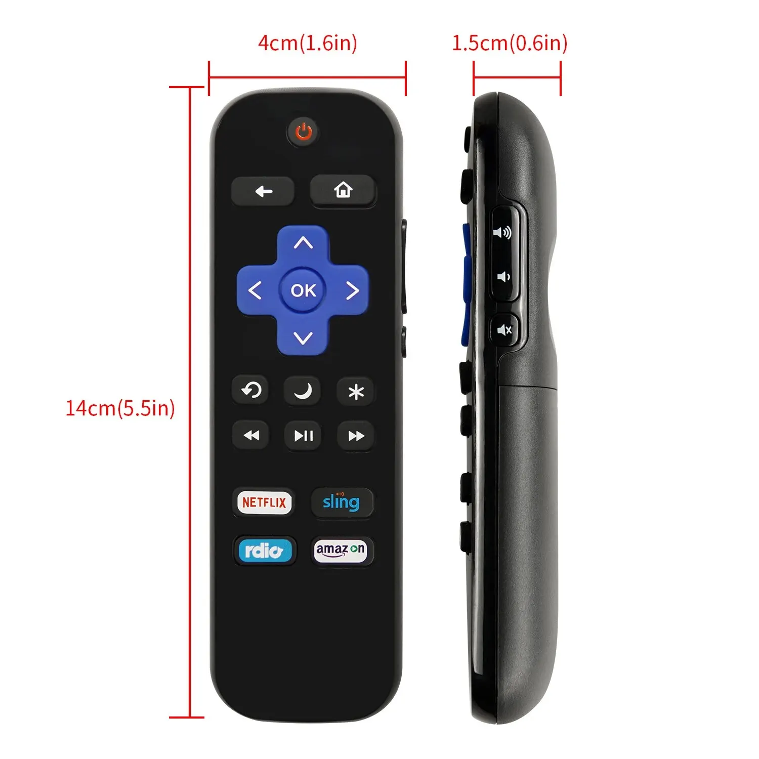 RK-NSRA ROKU TV Remote Control W/Volume & Power Button NOT for Player (Box)