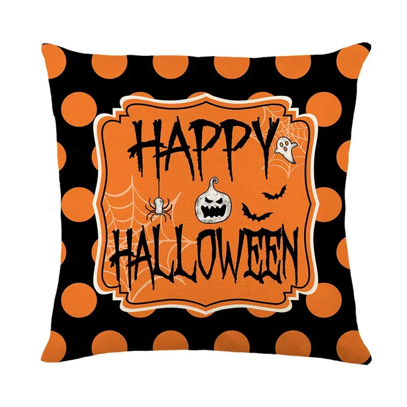 New Halloween Pillow Cover Colorblocking Pumpkin Head Cushion Cover Ghost Bat Pillow Cover Cute Cartoon Style