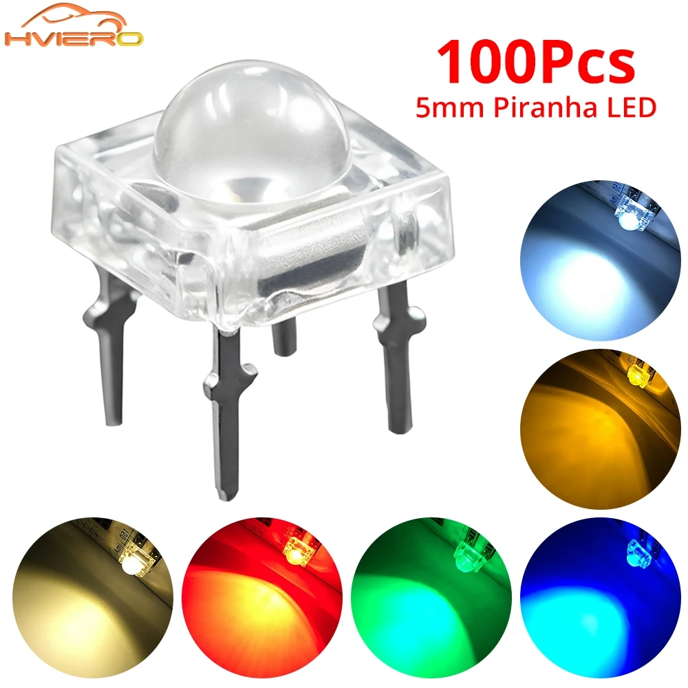 

10/100X Min F5 5mm Diode Led Bulb Dome Flux Water Clear Piranha Lamp Bead DIY Emitting holiday Party Halloween Decorations Light