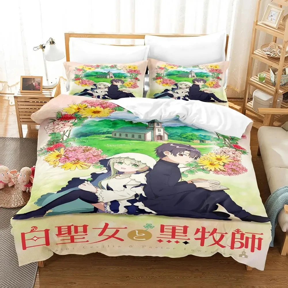 Anime Saint cecilia & Pastor lawrence Bedding Set Boys Girls Twin Queen Size Duvet Cover Pillowcase Bed Kids Adult Customizable