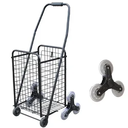 Durable Iron Shopping Cart, Climb Stairs Grocery Trailer, Portable Folding Trolley, Home Elderly Shopping Solution