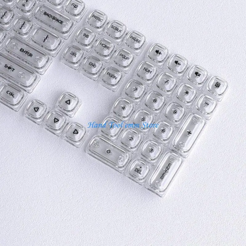 H37F 132 Keys Front Printed Character Keycap Set for Mechanical Keyboard Use