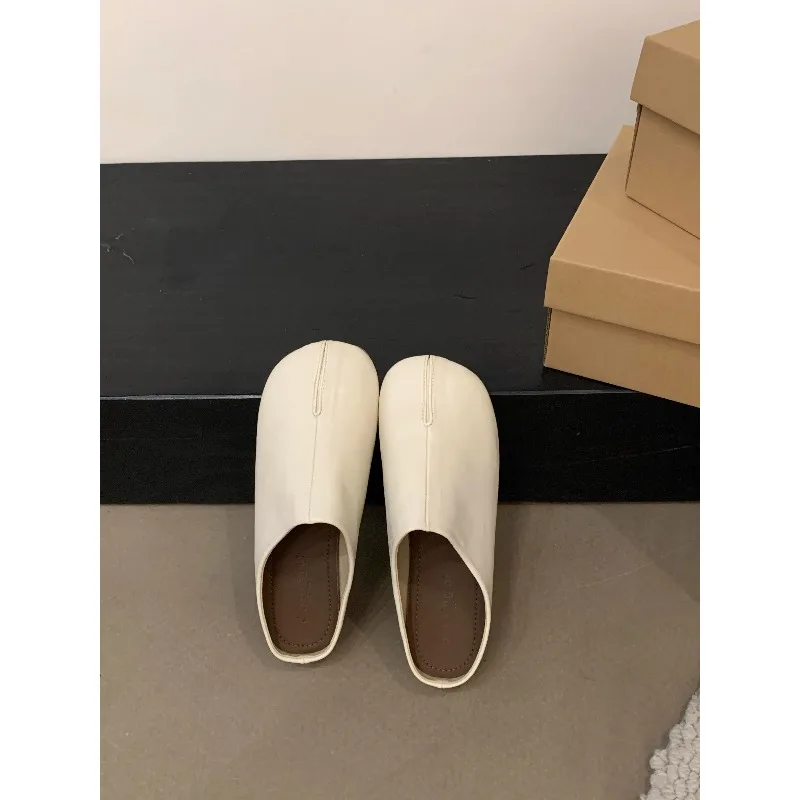 موضة جديدة تابي نينجا الشقق الجلود سبليت تو حذاء مسطح امرأة مريحة المتسكعون الإناث عادية منخفضة الكعب السيدات مولر الأحذية #5