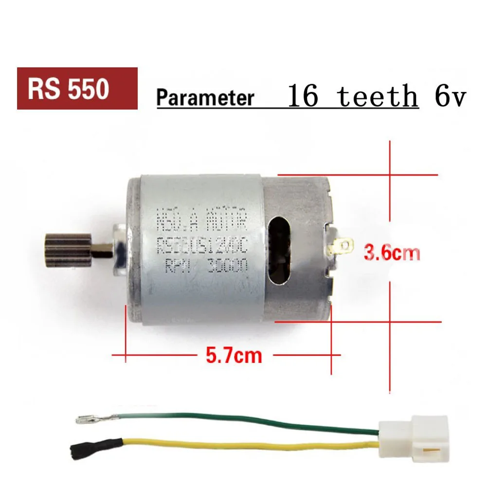 Motore elettrico per auto giocattolo RS550 RS570 16000RPM 35000RPM 16 denti moto per bambini di alta qualità 6V 12V strumento elettrico