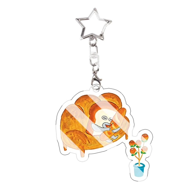 The Bread Thief Acrylic Keychain Kawaii Lion Grandpa Student Characters Hanging Ornaments Figure Keyring Accessories Gift - view 4