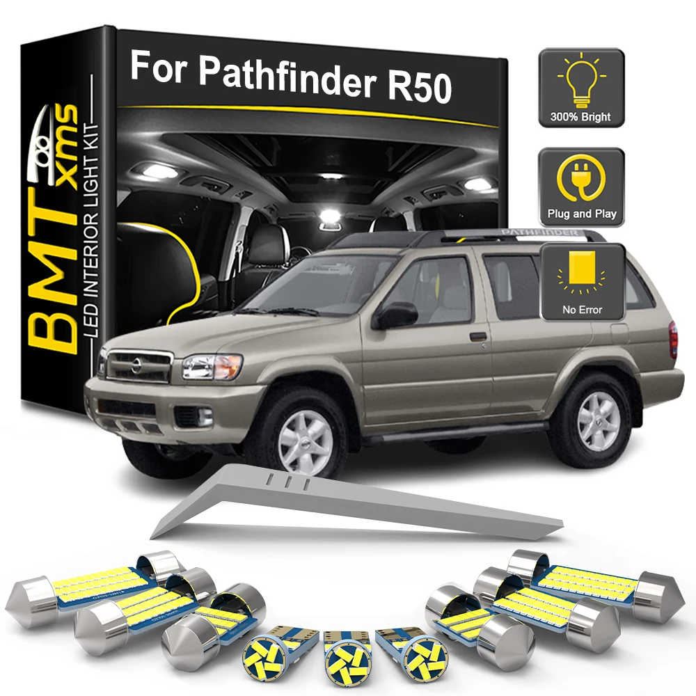 BMTxms 14PCS LED Interior Light Bulb Kit For Nissan Pathfinder R50 1996 1997 1998 1999 2000 2001 2002 2003 2004 LED Map Lamp