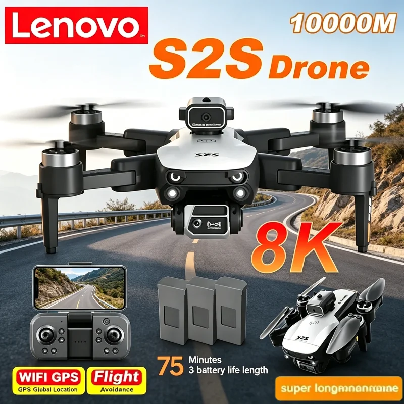 

Дрон Lenovo S2S GPS RC с двойной камерой 8K HD, всенаправленным обходом препятствий, бесщеточный квадрокоптер для аэрофотосъемки, игрушка