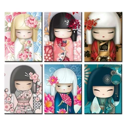 5d Diy Cross Stitch Kits Japanese kimono Girl Doll Picture Of Rhinestones Cartoon Fairy Mosaic Diamond Painting Home Decoration