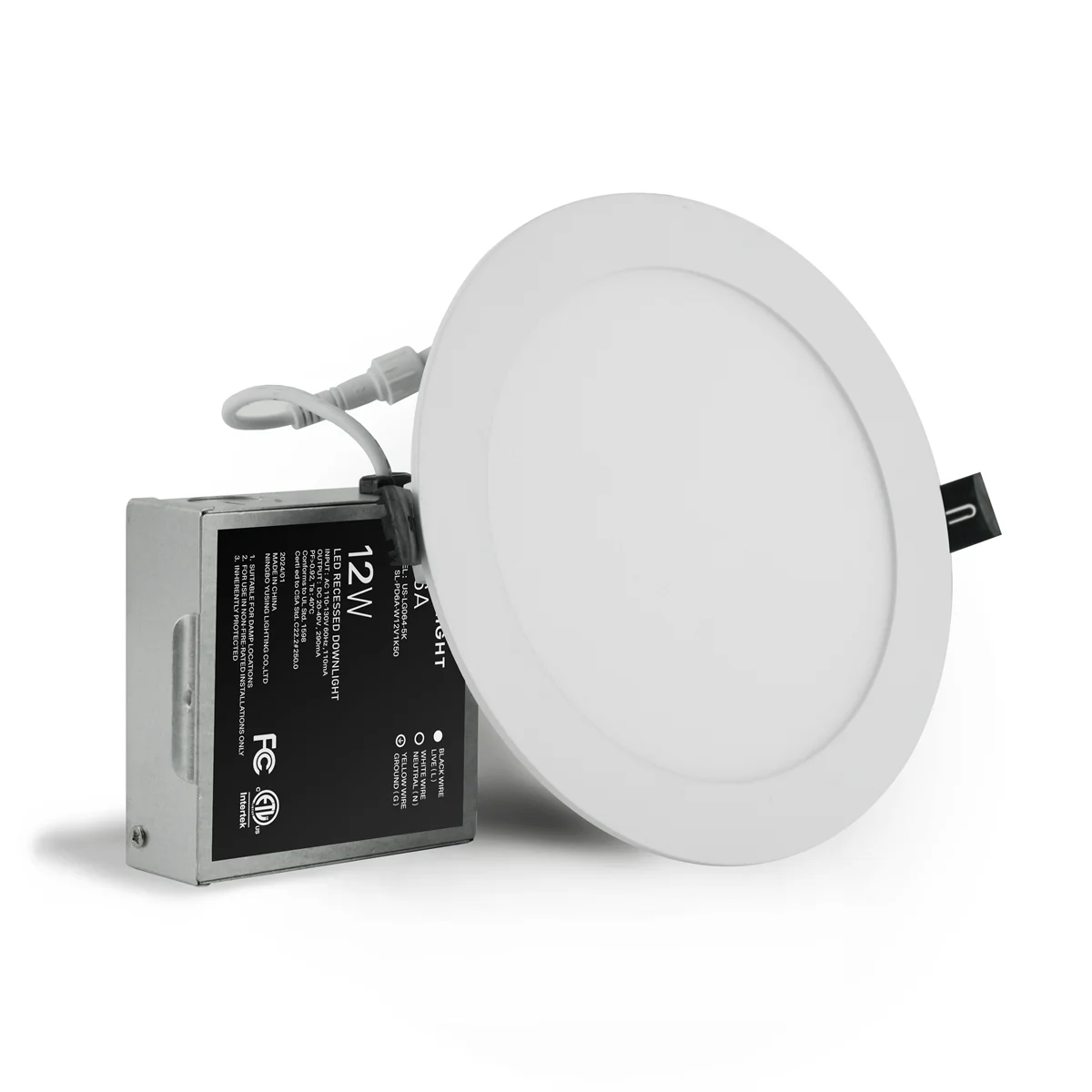 Pack of 6, 6 Inch Ultra Thin LED Recessed Ceiling Lights, 12W 1000Lm 5000K Daylight, Dimmable, Slim LED Panel with Junction Box