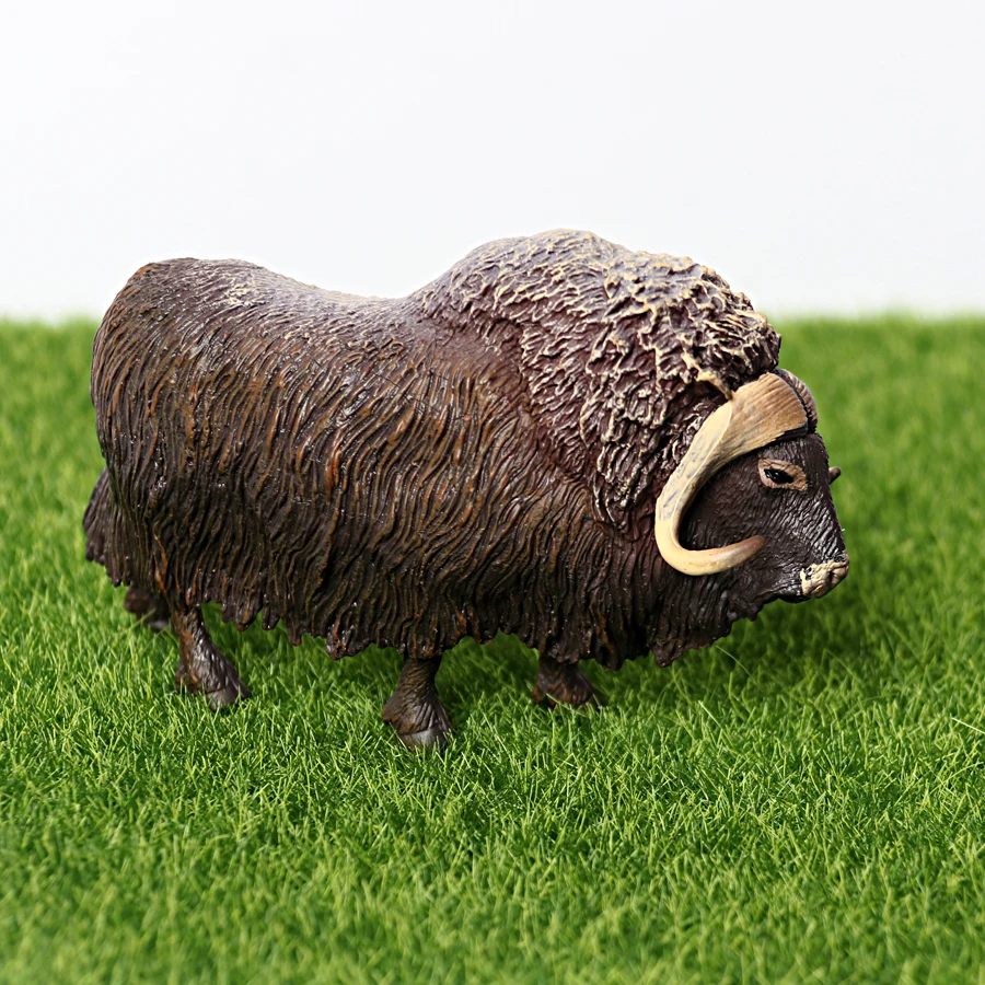 Simulation Texas Longhorn Bulls Musk OX Yak Cow Farm Animals Buffalo Calf Bull Model Figures  Home Decor Educational Toys