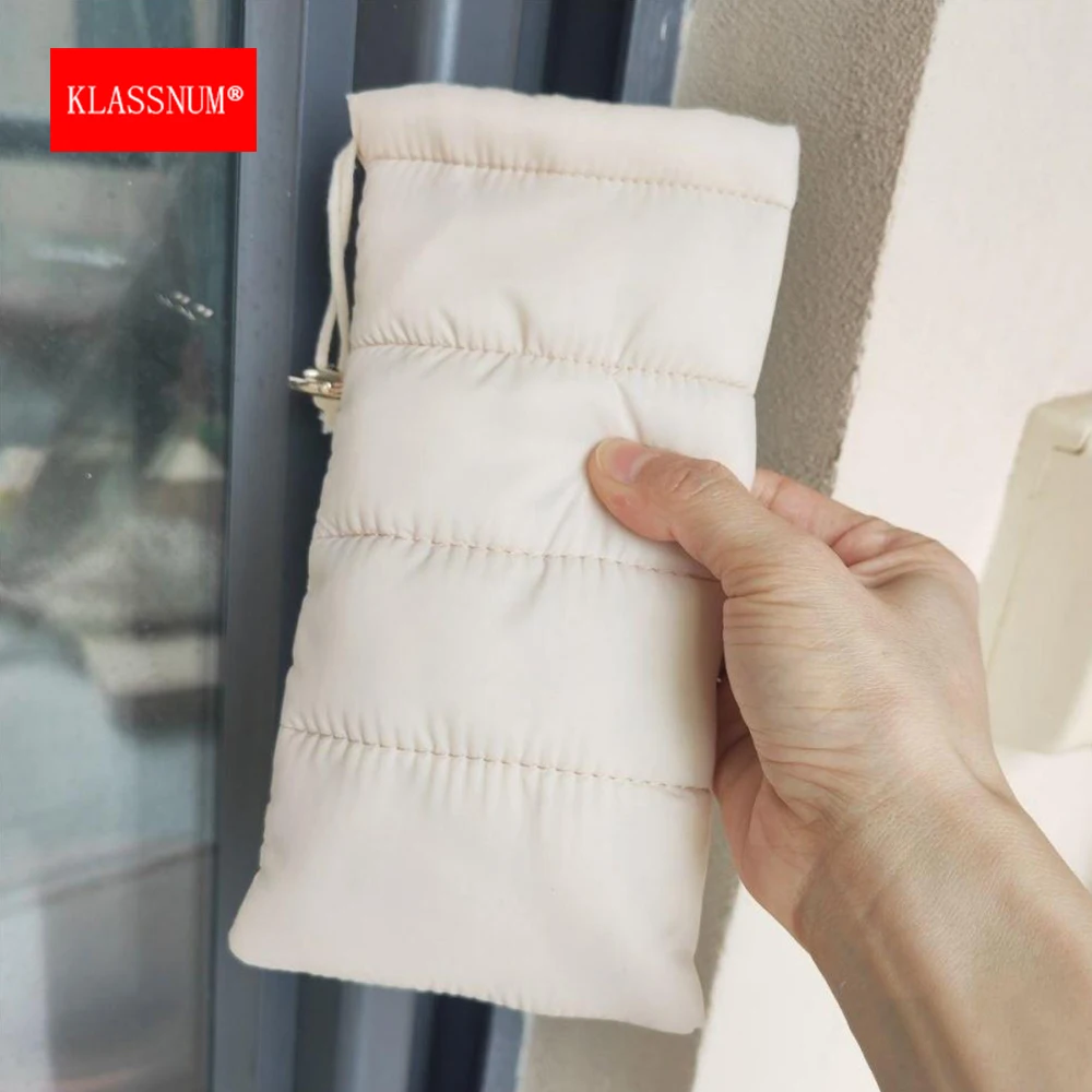 KLASSNUM Men Women Portable Soft Drawstring Storage Bag Down Cotton Reading Eyewear Case Myopia Glasses Sunglasses Box Holder