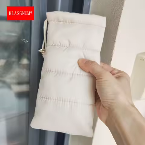 KLASSNUM Men Women Portable Soft Drawstring Storage Bag Down Cotton Reading Eyewear Case Myopia Glasses Sunglasses Box Holder