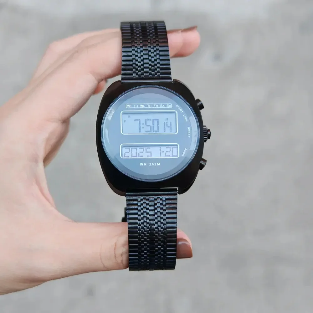DG New Retro SportsDigital Watch for Men Waterproof Chrono Electronic Mens Wristwatches Stainless Steel Clock Reloj Hombre