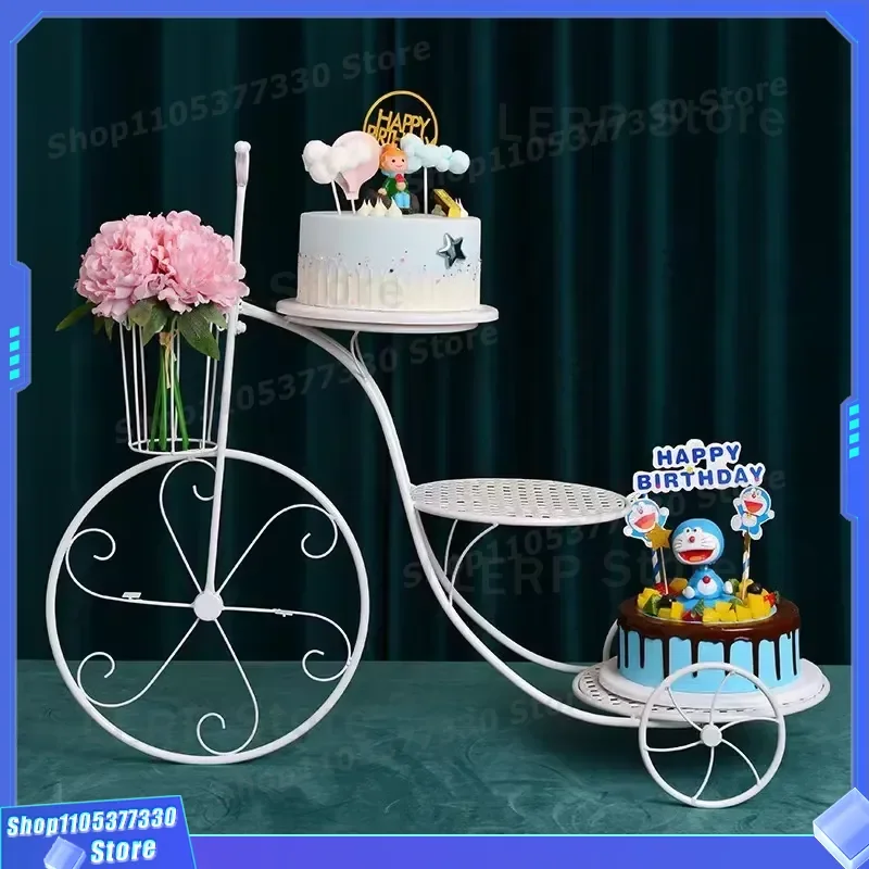 Vintage Metal Bicycle Cake Stand Wedding Dessert Display Rack Party Decoration Table Centerpiece Home Decor Gift Retro Iron