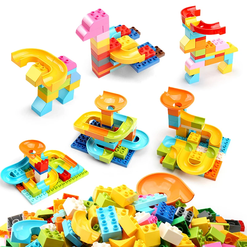 1000g Marble Race Run DIY Bricks Big Size Classic Basic Building Blocks Large Particle Complementary Parts for Bricks Toy Gift