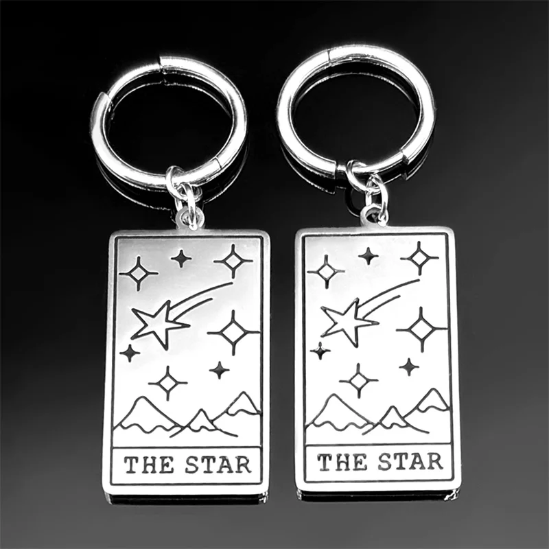 Tarot Cards Drop Earrings The Star Mountain for Women Men Tarot Stainless Steel Silver Color Divination Amulet Earrings Jewelry image 3