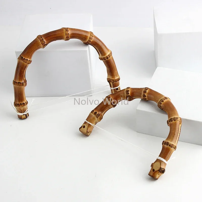 Big Size 18x14CM/14x11CM High-Grade Natural Bamboo Handles For Bags Handbag Frame Shoulder Strap Horse Shoes Buckle Accessories