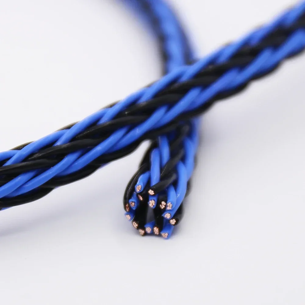 One Meter Blue 8TC 8core twist cable OCC Copper Wire Cable for HIFI Audio Speaker Amplifier Turntable CD Player 16 Strands