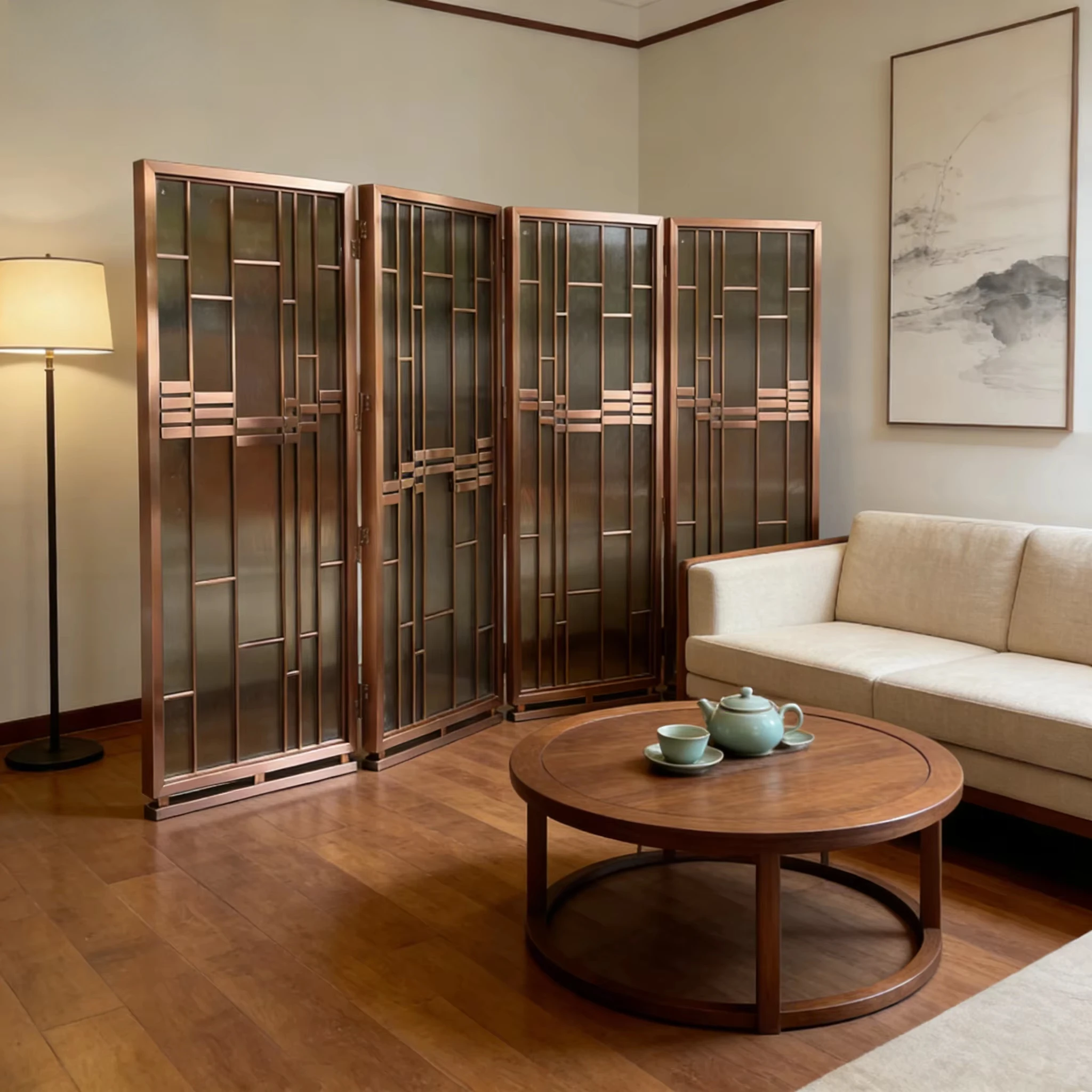 fm-Living Room or Hotel Floor Art Deco Stainless Steel Room Partition Handmade Foldable and Movable Folding Screen*