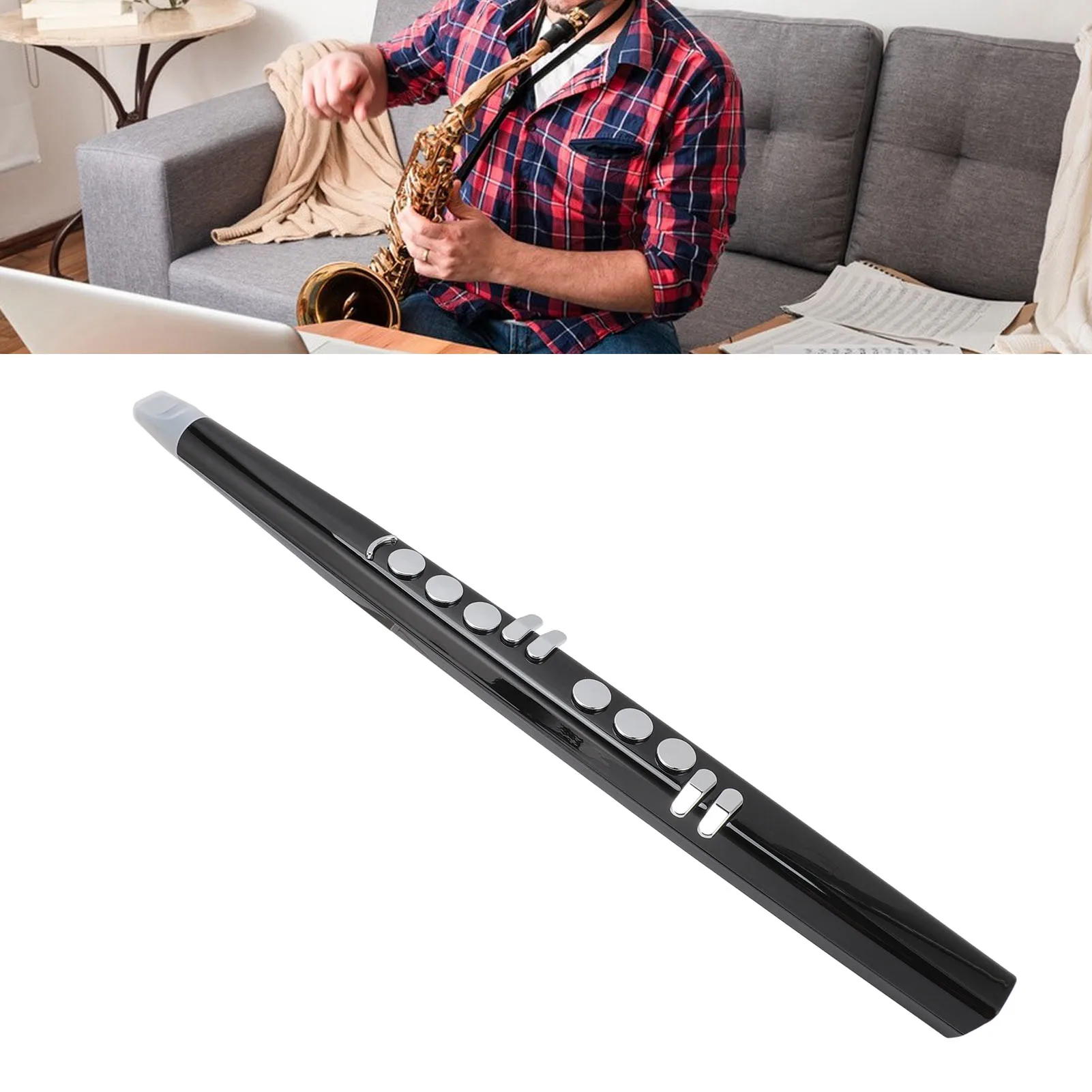 

Bluetooth MIDI Electronic Saxophone with 13 Tones & Headphone Jack, Portable Digital Wind Instrument for Silent Practice