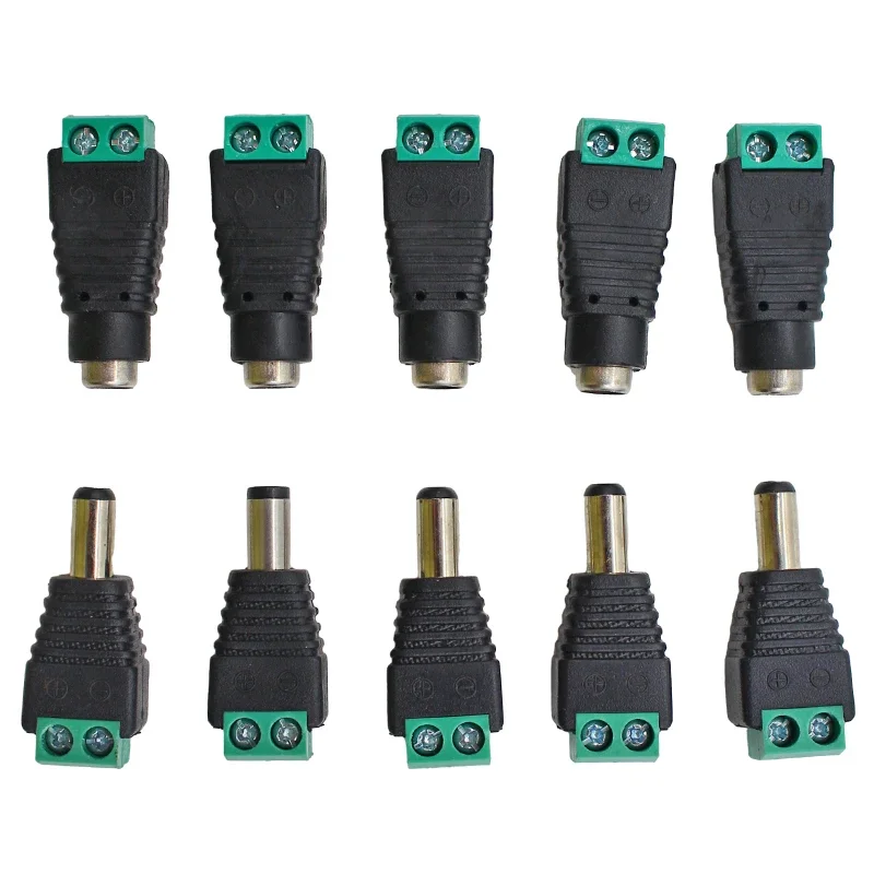 5pairs DC 12V Männlich Weiblich Anschlüsse 2,1*5,5mm Power Stecker Adapter Buchsen Stecker Für Signal farbe LED Streifen CCTV Kamera