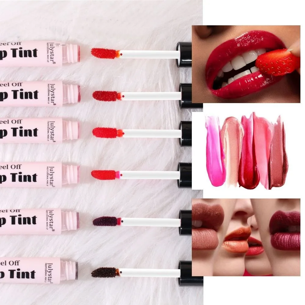 6 Kleuren Afpellen Vloeibare Lippenstift Sexy Langdurige Lip Make-Up Mat Lip Glazuur Waterdicht Cosmetisch Afscheuren Lipgloss Vrouwen