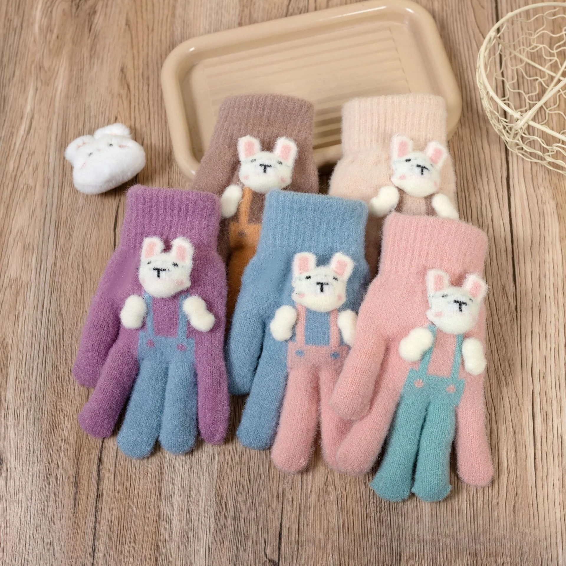 Neue Overalls Kaninchenförmige offene Fingerhandschuhe für Frauen, Herbst/Winter koreanischer Stil süße dicke warme kältebeständige Handschuhe