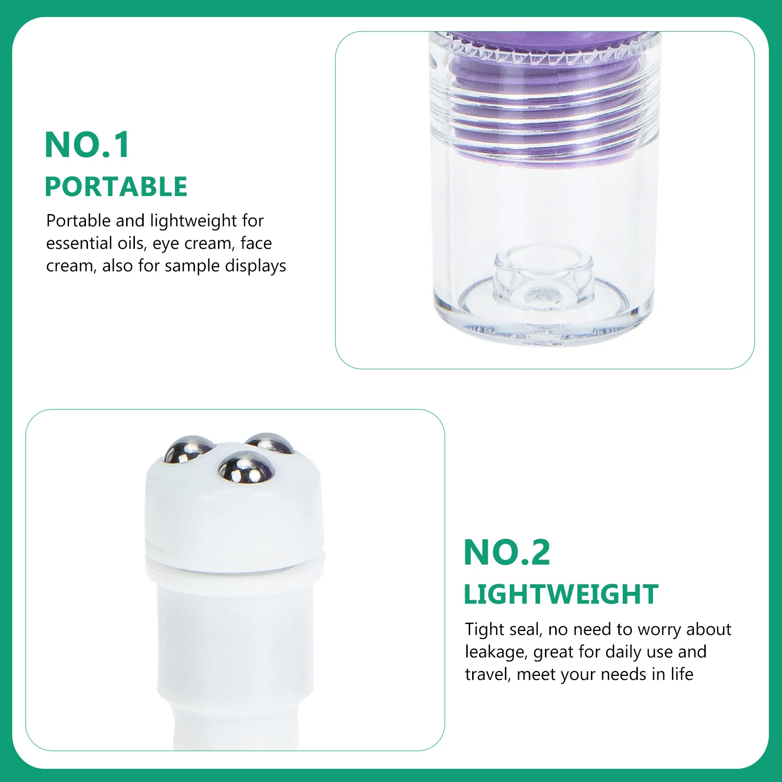 

2Pcs Essential Oil Tube Roller Bottles Portable Dispenser Leakproof for Travel Perfume Toner Eye Cream Sample Holder