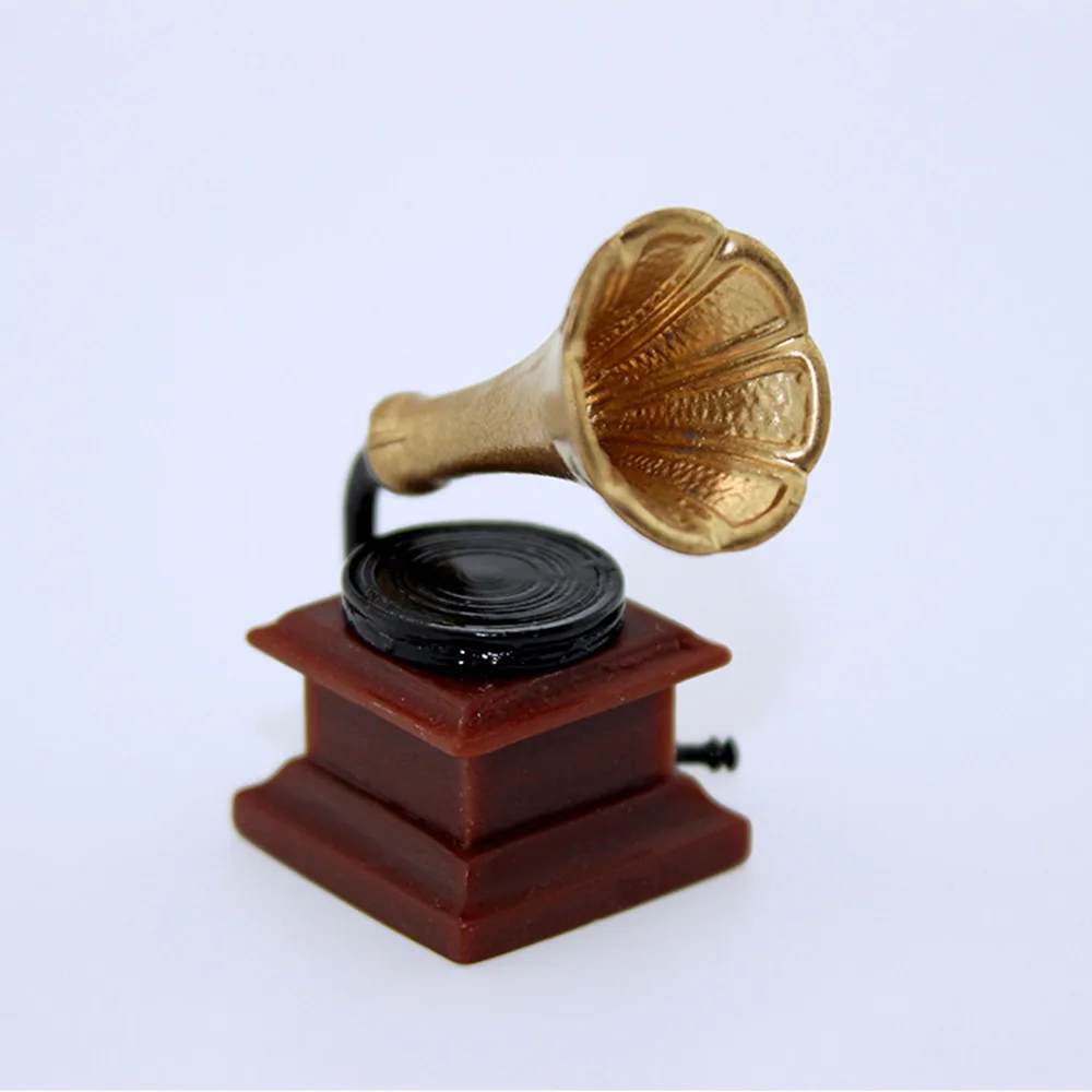 1PC Miniature Phonograph Scale Model Dollhouse CD Player Mini Ornaments Simulation Models DIY Home Desktop Decoration Crafts