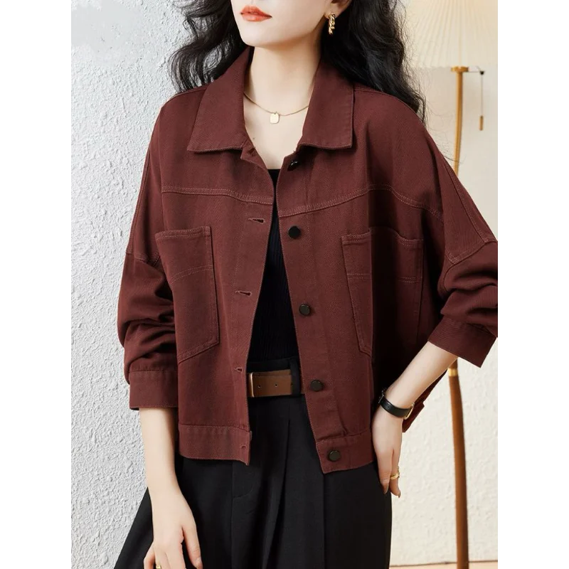 

Denim Women's Spring Autumn Short Loose Casual Retro Jacket