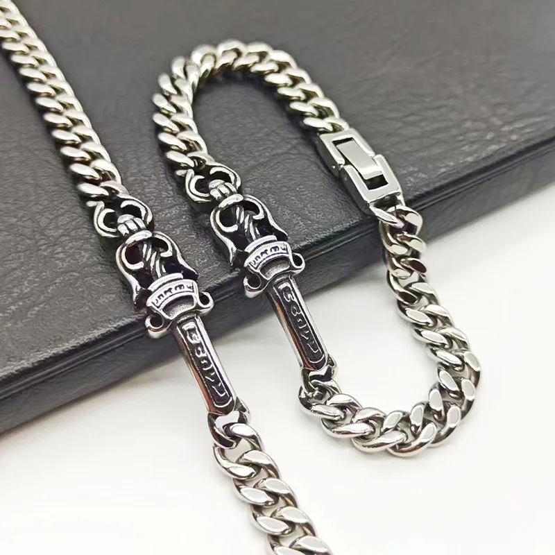 Titanium Steel Sword Bracelet Unisex Trendy Chrome‑Hearts Inspired Wrist Jewelry Versatile Fashion Accessory Birthday Gift