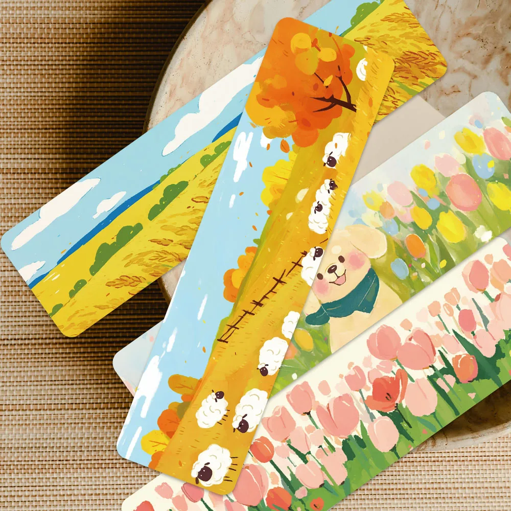 30pcs Colorful Cute Cartoon Animals Landscape Paper Bookmark DIY Students Readers Page Marking Library Office Page Marker