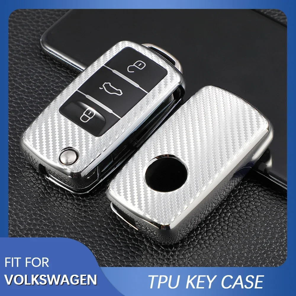 Colorful TPU Key Case for Volkswagen VW POLO Tiguan Passat B5 B6 B7 Golf EOS Scirocco Jetta MK6 Octavia Carbon Key Shell Cover