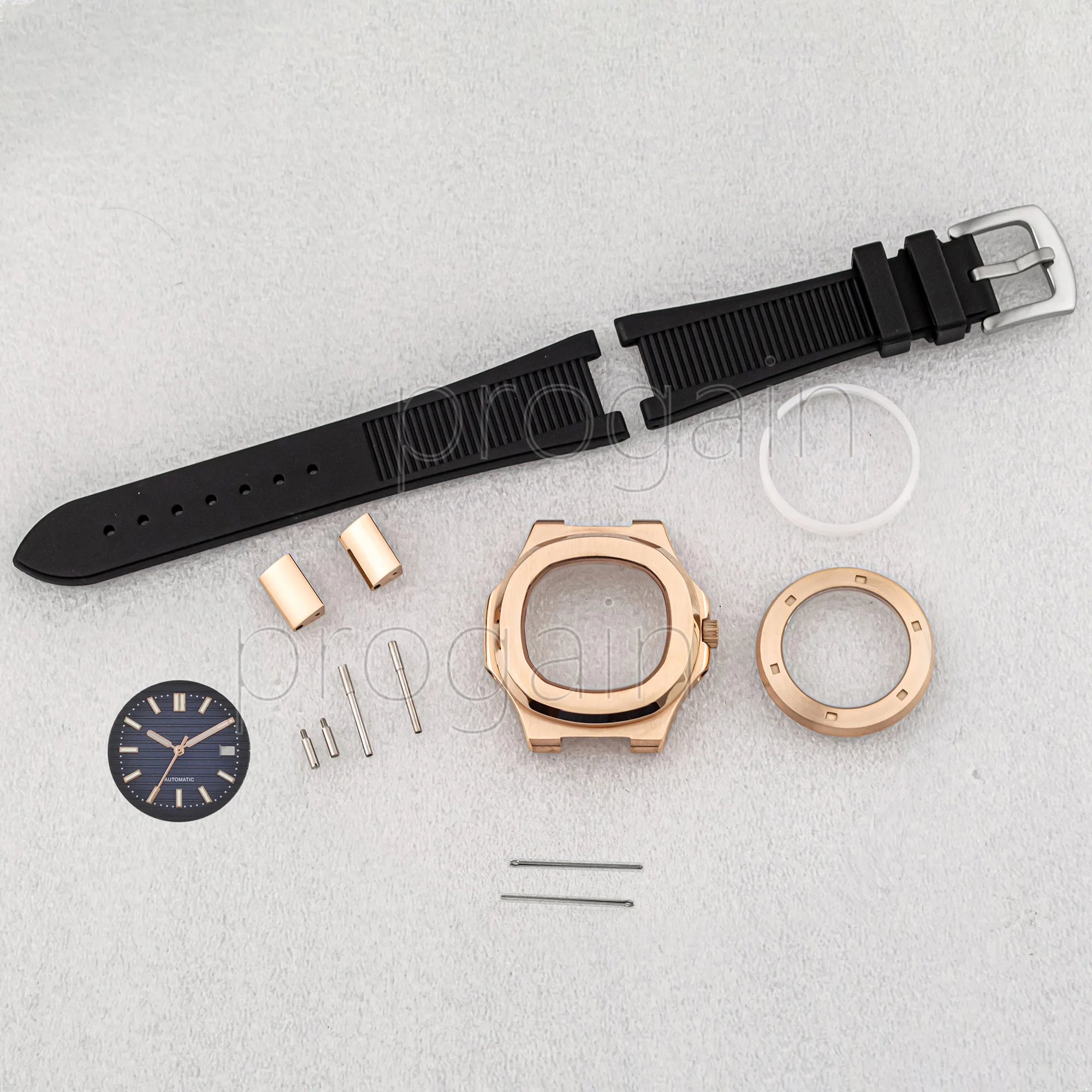 Correa de goma para caja NH35, puntero de esfera luminosa Nautilus, pieza de Mod de acero inoxidable para accesorios de movimiento mecánico