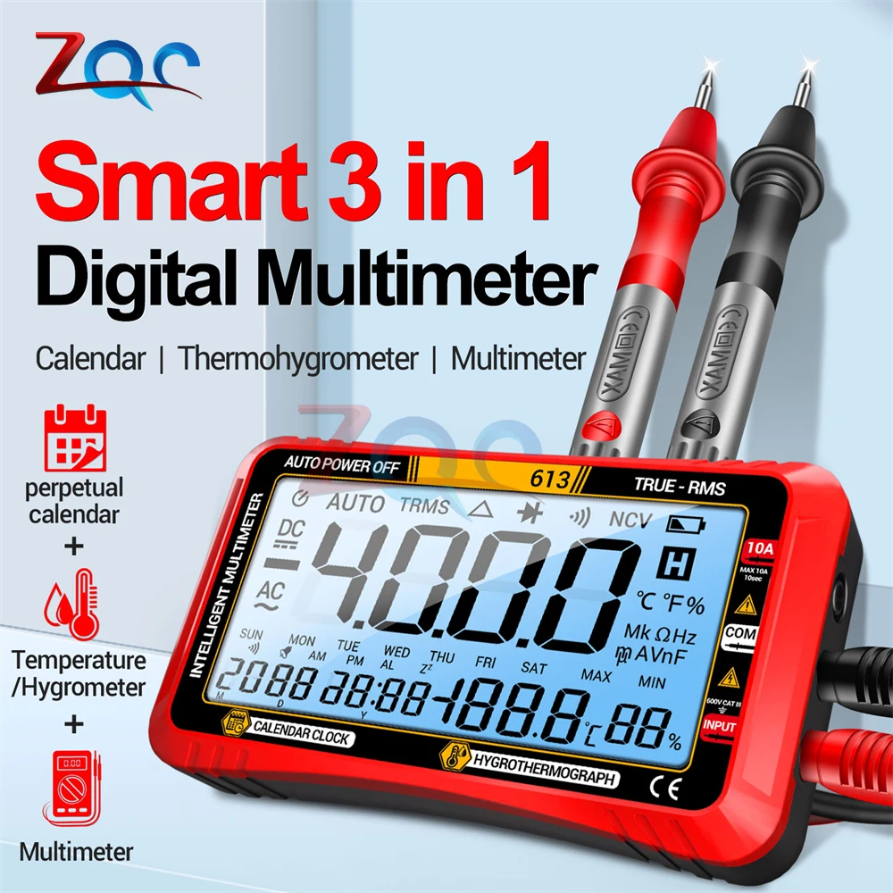 multimetro digital inteligente corrente ac dc capacitancia de tensao medicao profissional amperimetro voltimetro ferramentas de teste multimetro 612 01