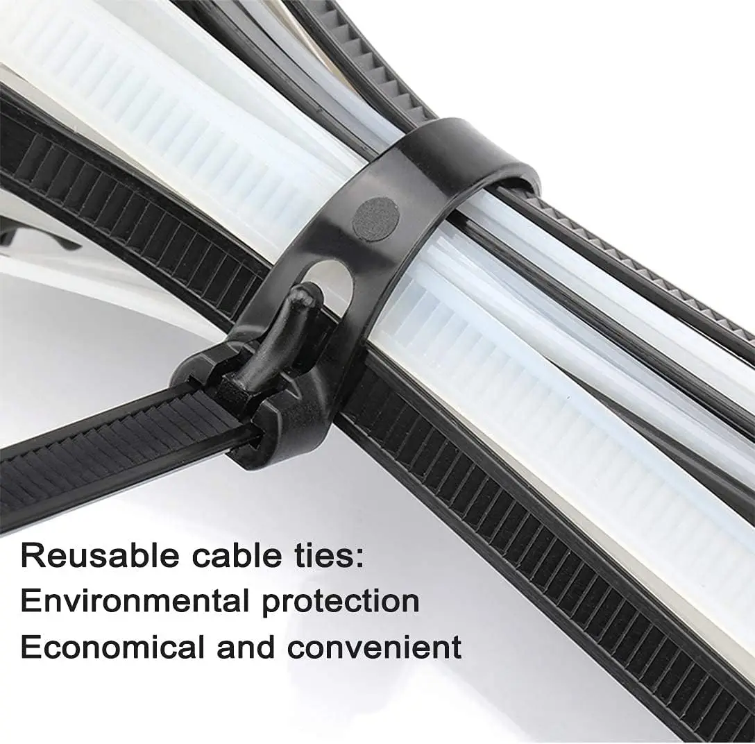 50/1000pcs Adjustable Cable Ties UVproof Reusable Detachable Nylon Cable Zip Ties For Engineering Outdoor Cable Fixing Zipties
