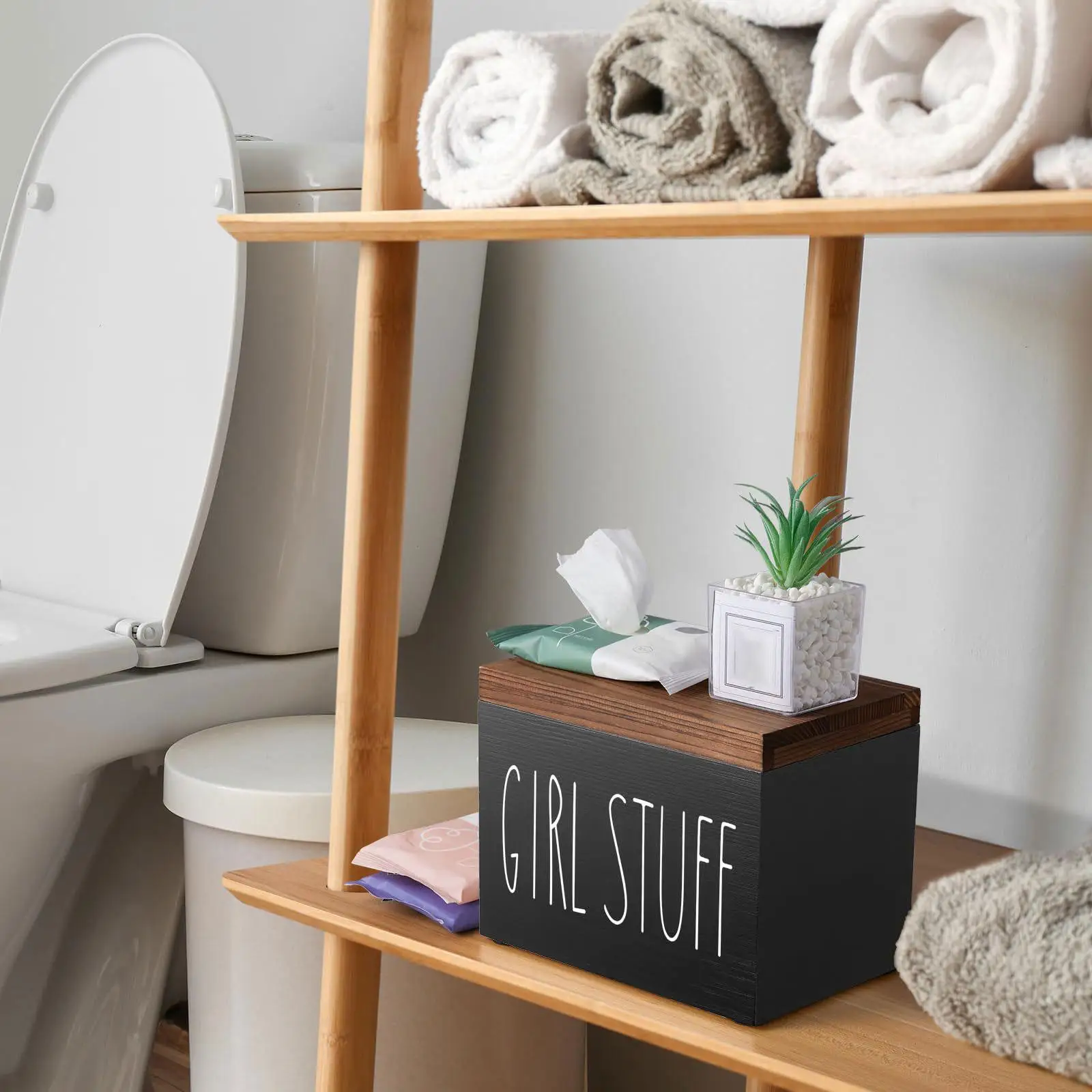 

Tampon Holder Farmhouse Creative Tampon Storage Tampon Sanitary Pad Storage Box Period Organizer for Girl Stuff Women Bathroom
